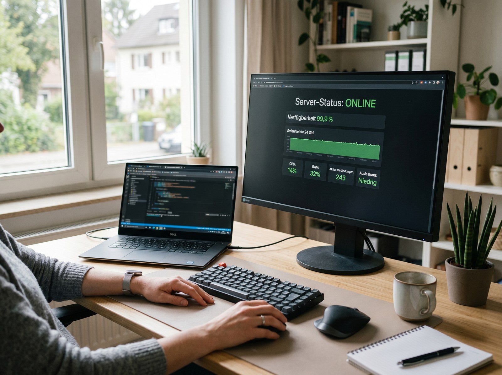 Server-Status-Übersicht: Website läuft zuverlässig