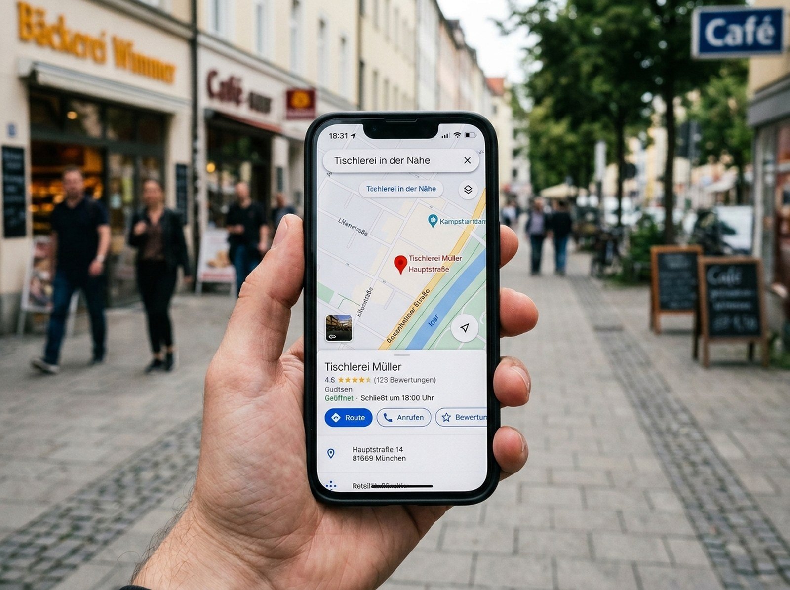 Lokaler Betrieb auf Google Maps auf dem Smartphone
